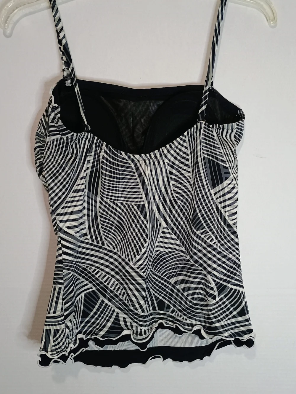 Profile Black & White Patterned Tankini Top with Matching Swim Skirt Size 12 - Picture 4 of 9